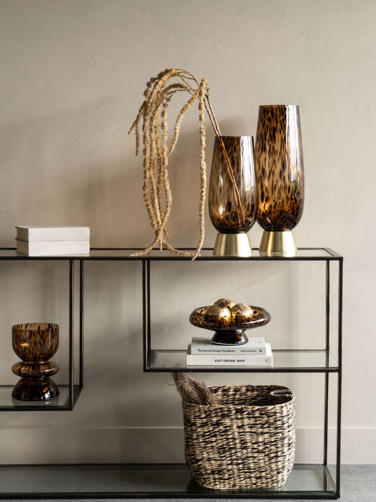 Savanna Glass Vase with Brass Base Medium